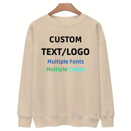 Be Buz Custom Sweatshirt with Your Text, Image, or Logo Personalized Unisex Crewneck Custom Gift for him her Pullover for Business Events, Matching Outfits - Top Tee