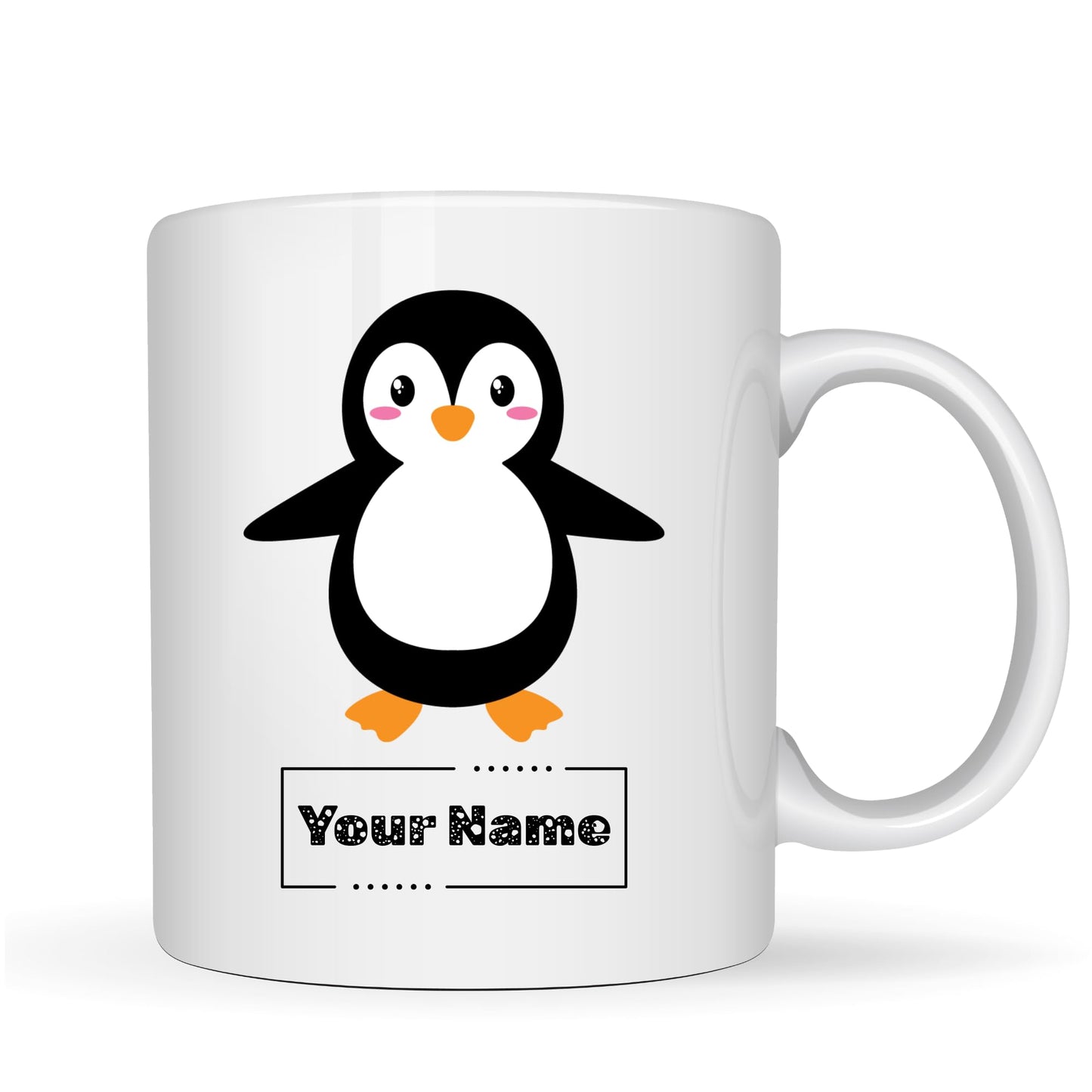 Personalized Penguin Mug – Custom Name Ceramic Coffee Cup – Cute Animal Gift for Winter Lovers, Friends and Teachers – 11oz