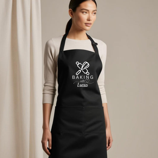 Baking Apron with Custom Name Apron for Baking, Cooking, and Grilling Custom Baking Apron with Adjustable Straps and Two Pockets Personalised Aprons Gift for Him Her Aprons for Women