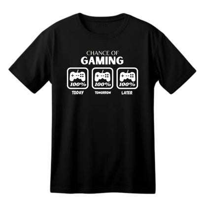 Chance of Gaming Funny Printed Black Adults Unisex Men Women Summer Winter Cotton Crew Neck Casual T-Shirt - Top Tee