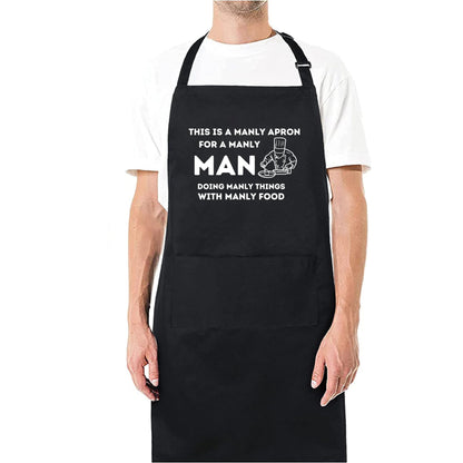 This is A Manly Apron for A Manly Man Funny Birthday Gifts for Dad Husband, Father in Law, Step Dad, Best Dad, Daddy - Dad Aprons for Cooking Lovers| Chef Aprons for Men and Women