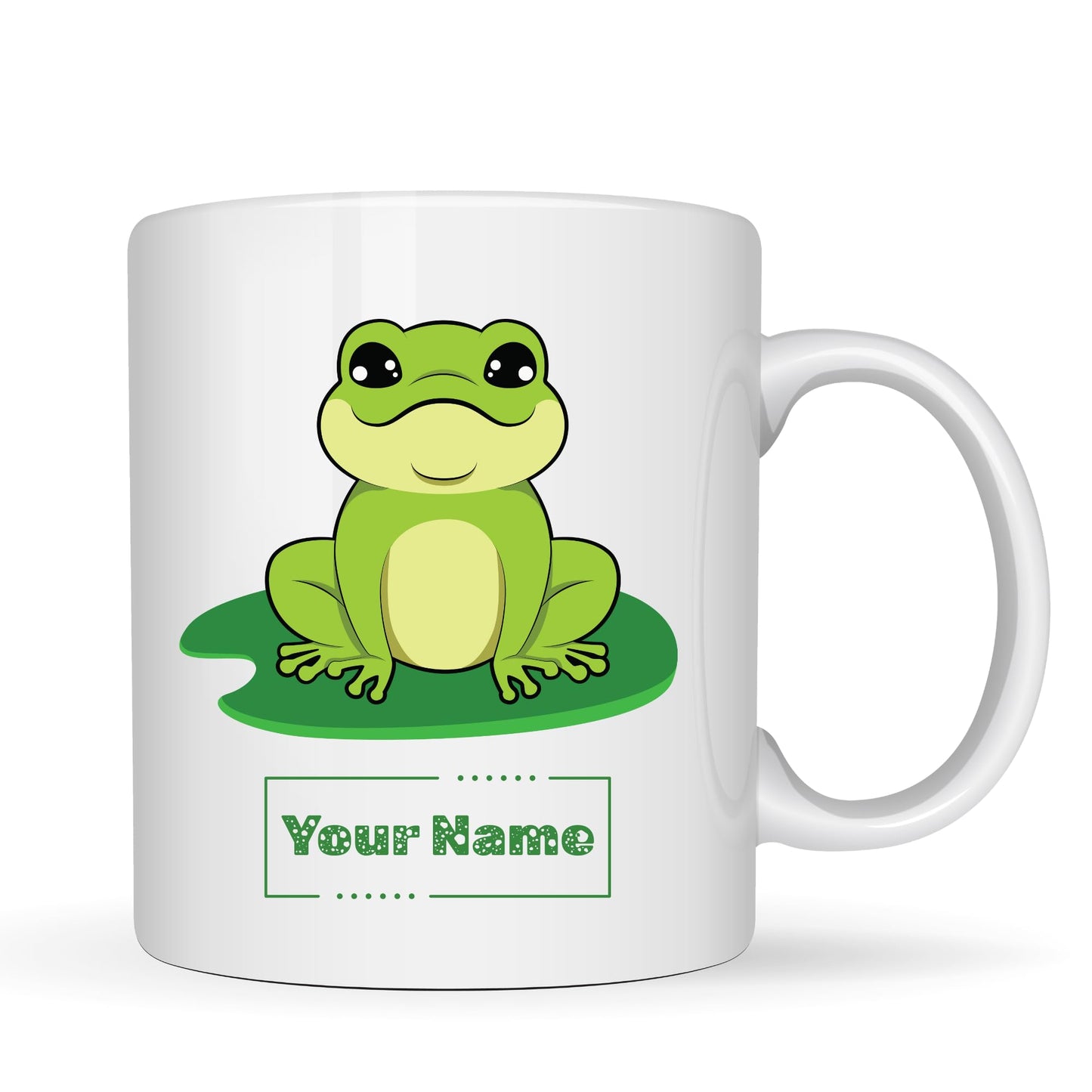 Personalized Frog Mug – Custom Name Ceramic Coffee Cup – Cute Animal Gift for Kids, Nature Lovers and Teachers – 11oz