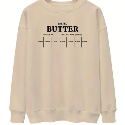 Be Buz Salted Butter Grade Sweatshirt Funny Foodie Pullover for Men and Women Dairy Lover Gift Cozy Unisex Crewneck for Butter Fans