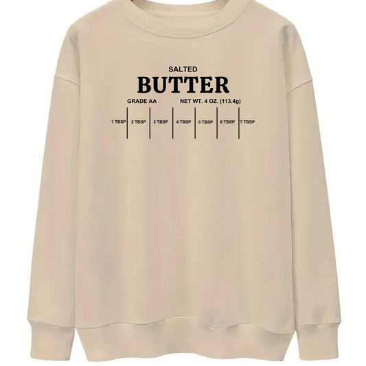 Be Buz Salted Butter Grade Sweatshirt Funny Foodie Pullover for Men and Women Dairy Lover Gift Cozy Unisex Crewneck for Butter Fans - Top Tee