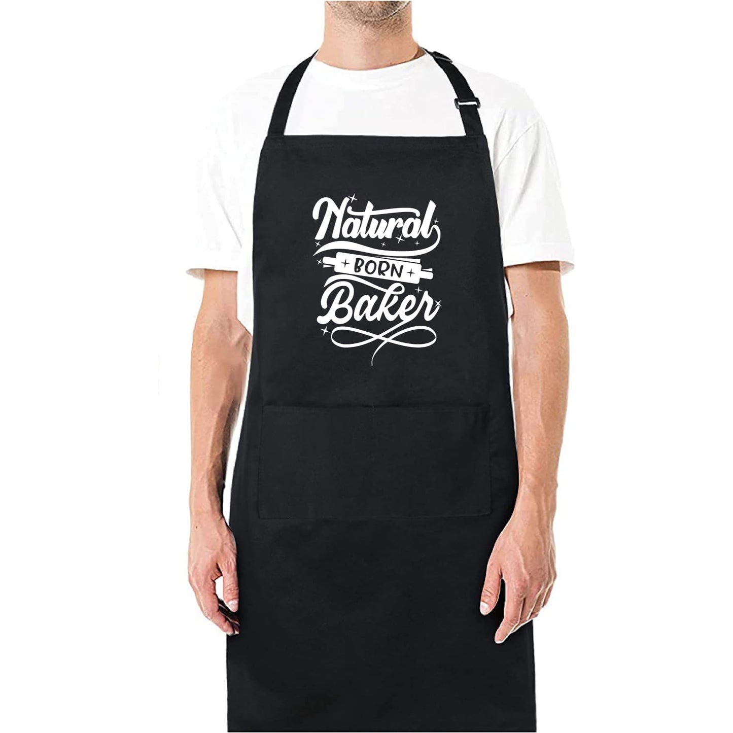 Natural Born Baker Funny Aprons for men Printed Apron Gift for Her Chef Apron Kitchen Apron BBQ Apron Gift Baking Apron Father Day Gift