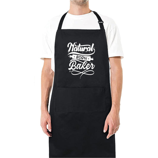 Natural Born Baker Funny Aprons for men Printed Apron Gift for Her Chef Apron Kitchen Apron BBQ Apron Gift Baking Apron Father Day Gift