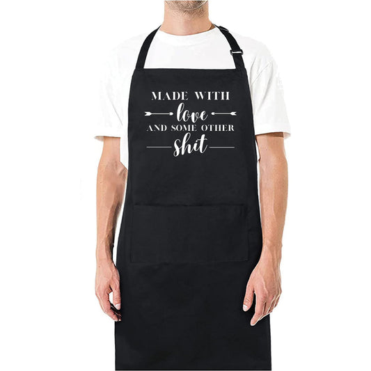 Made With Love And Some Other Sh!t Funny Aprons for men Printed Apron Gift for Her Chef Apron Kitchen Apron BBQ Apron Gift Baking Apron Father Day Gift - Top Tee