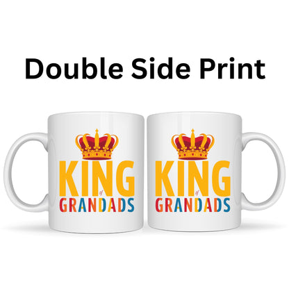 Be Buz King of Grandads Coffee Mug – Royal Crown Design – 11oz White Ceramic Mug for Grandpa