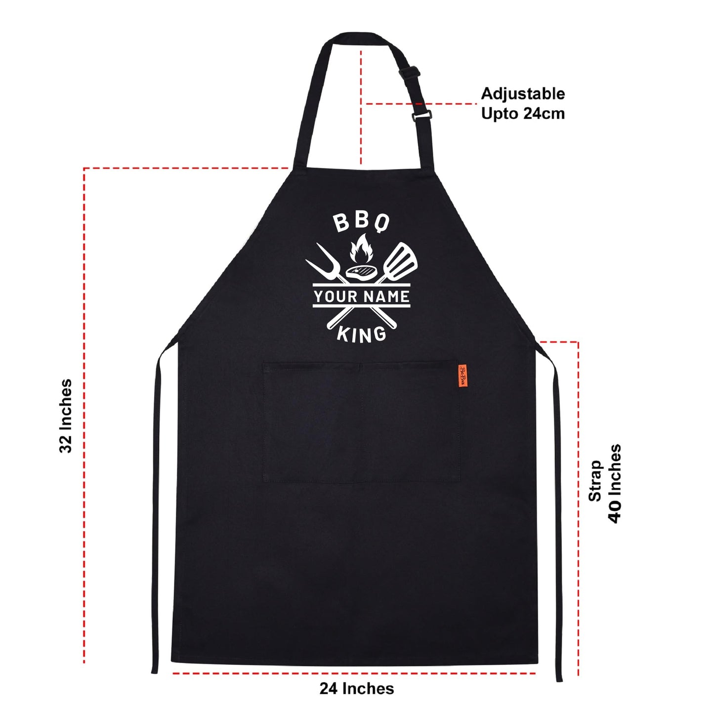 Personalized King of the BBQ Apron - Custom Name Grilling Apron for Home Cooking, BBQ, and Chef Enthusiasts Adjustable Durable and Stylish Kitchen Apron