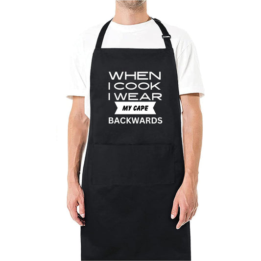 When I Cook I Wear My Cap Backwards Funny Aprons for men Printed Apron Gift for Her Chef Apron Kitchen Apron BBQ Apron Gift Baking Apron Father Day Gift - Top Tee