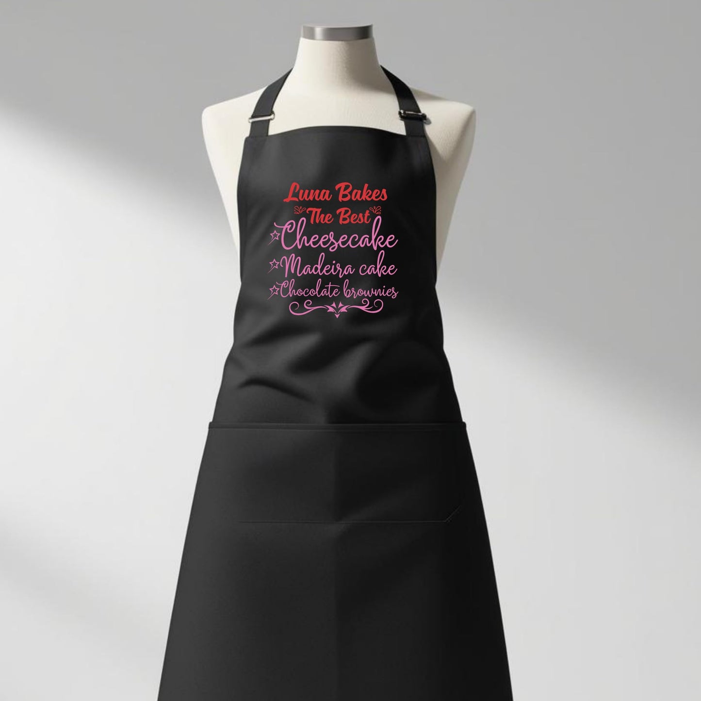 Custom Baking Apron with Adjustable Straps and Two Pockets Personalised Aprons Gift for Him Her Aprons for Women Kitchen Apron Baking Apron Mother Day Gift Black Apron