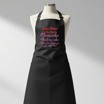 Custom Baking Apron with Adjustable Straps and Two Pockets Personalised Aprons Gift for Him Her Aprons for Women Kitchen Apron Baking Apron Mother Day Gift Black Apron