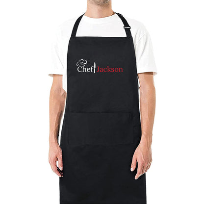 Custom Chef Name Personalized Apron Dad BBQ Custom Apron Adjustable Bib Apron for Men and Women Unique Gift for Chefs BBQ Grillers Bakers and Cooking Enthusiasts