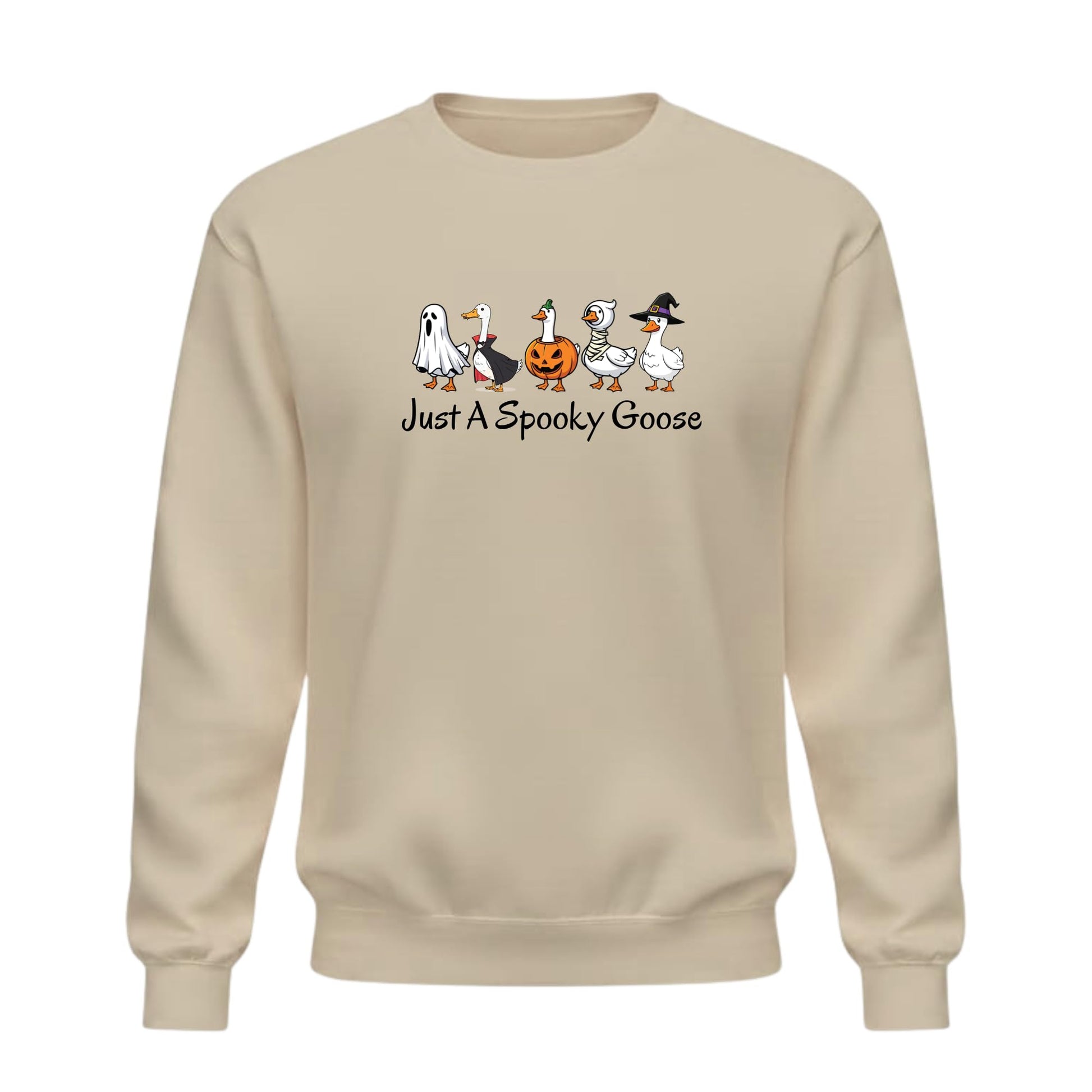 Be Buz Halloween Funny Goose Sweatshirt – Just a Spooky Goose Skeleton Graphic Sweatshirt – Spooky Season Crewneck Pullover for Men and Women - Top Tee