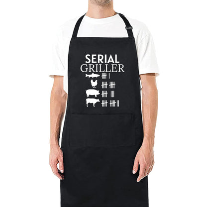 Serial Griller Funny Aprons for Women Aprons for Men Gift for Her Chef Apron Kitchen Apron BBQ Apron Grill Apron Father Day Gift Black Apron