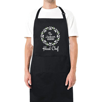 Custom Head Chef Apron Personalised Chef Grill Apron Gift for Him Her for Mens and Womens Dad Kitchen BBQ Father Day Gift Black Apron