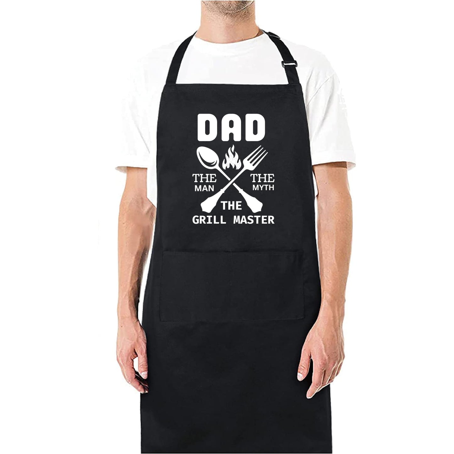Dad The Man The Myth The Grill Master Funny Aprons for men Printed Apron Gift for Her Chef Apron Kitchen Apron BBQ Apron Gift Baking Apron Father Day Gift