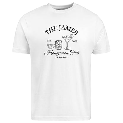 Be Buz Personalized Honeymoon Club T-Shirt, Mr and Mrs Matching Couple Wedding Tees for Bride and Groom
