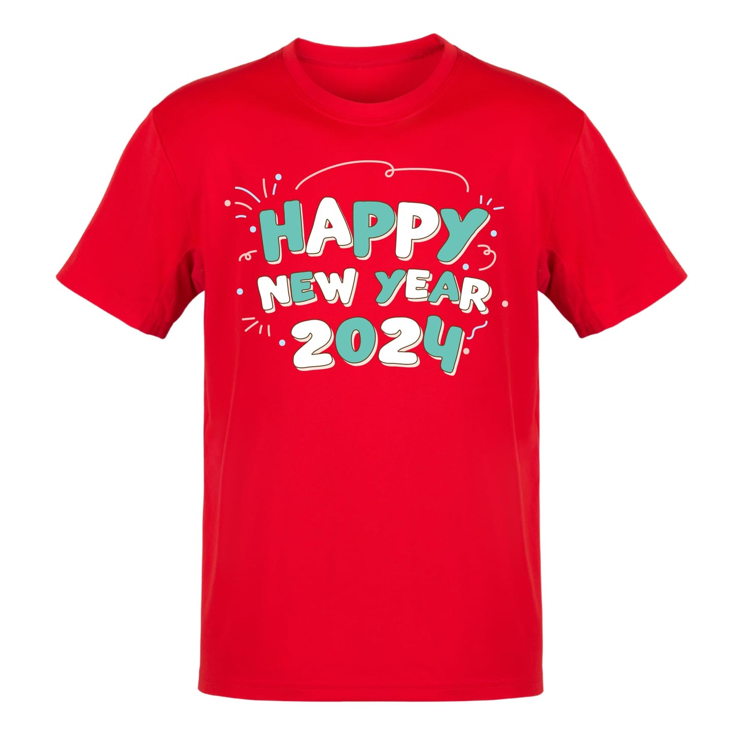 Merry Christmas and Happy New Year 2024 Jingle Bells Printed Adults Unisex Men Women Cotton Crew Neck Casual T-Shirt - Top Tee