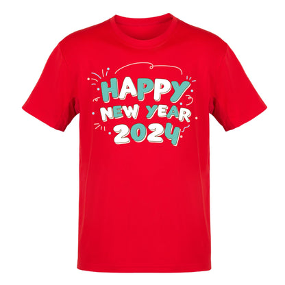 Merry Christmas and Happy New Year 2024 Jingle Bells Printed Adults Unisex Men Women Cotton Crew Neck Casual T-Shirt - Top Tee