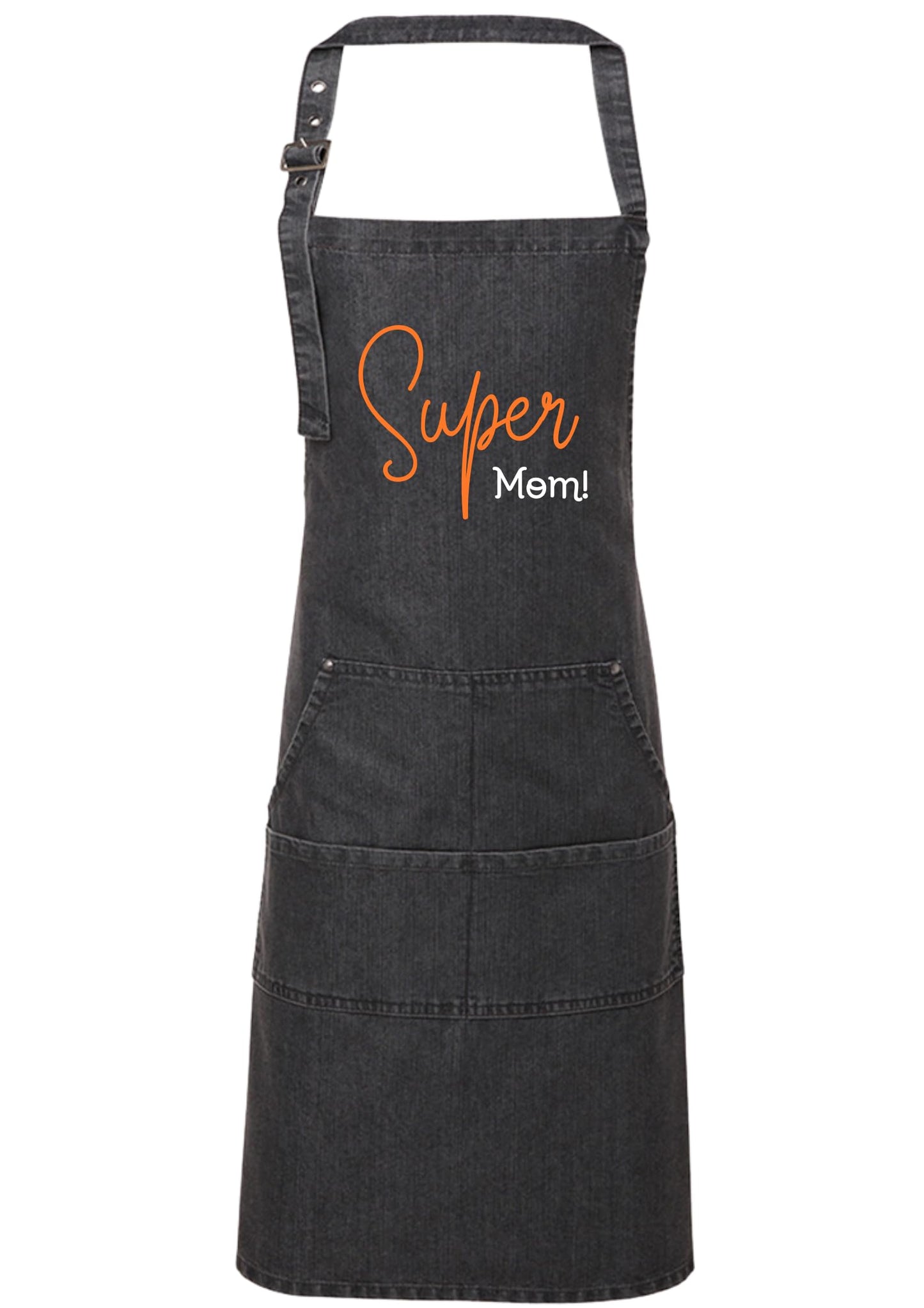 Personalized Denim Cooking Apron, Adjustable Neck Strap, 4 Pockets, add your photo or logo