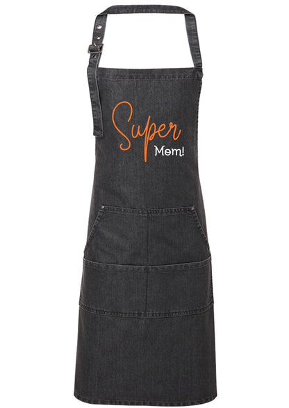 Personalized Denim Cooking Apron, Adjustable Neck Strap, 4 Pockets, add your photo or logo