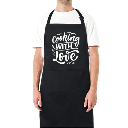 Cooking With Love Funny Aprons for men Printed Apron Gift for Her Chef Apron Kitchen Apron BBQ Apron Gift Baking Apron Father Day Gift