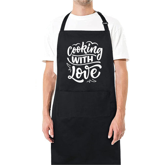 Cooking With Love Funny Aprons for men Printed Apron Gift for Her Chef Apron Kitchen Apron BBQ Apron Gift Baking Apron Father Day Gift - Top Tee