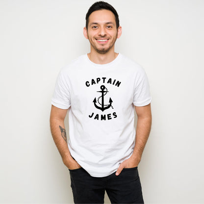 Be Buz Personalized Captain T-Shirt Custom Nautical Anchor Boat Captain Sailor Shirt Sailing Gifts for Boat Captains and Sailors Men Women - Top Tee