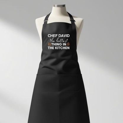 The Hottest thing in the Kitchen Custom Apron with Adjustable straps Gift for Him Her Aprons for Mens Womens Dad Apron Chef Apron Kitchen Apron BBQ Apron Mother Day Gift Black Apron