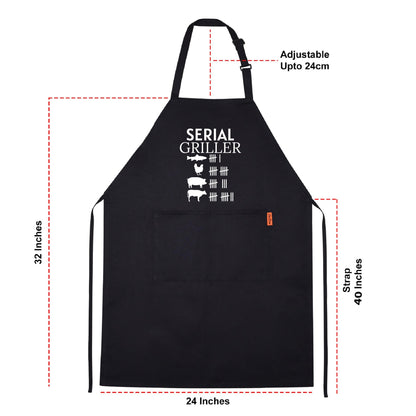 Serial Griller Funny Aprons for Women Aprons for Men Gift for Her Chef Apron Kitchen Apron BBQ Apron Grill Apron Father Day Gift Black Apron