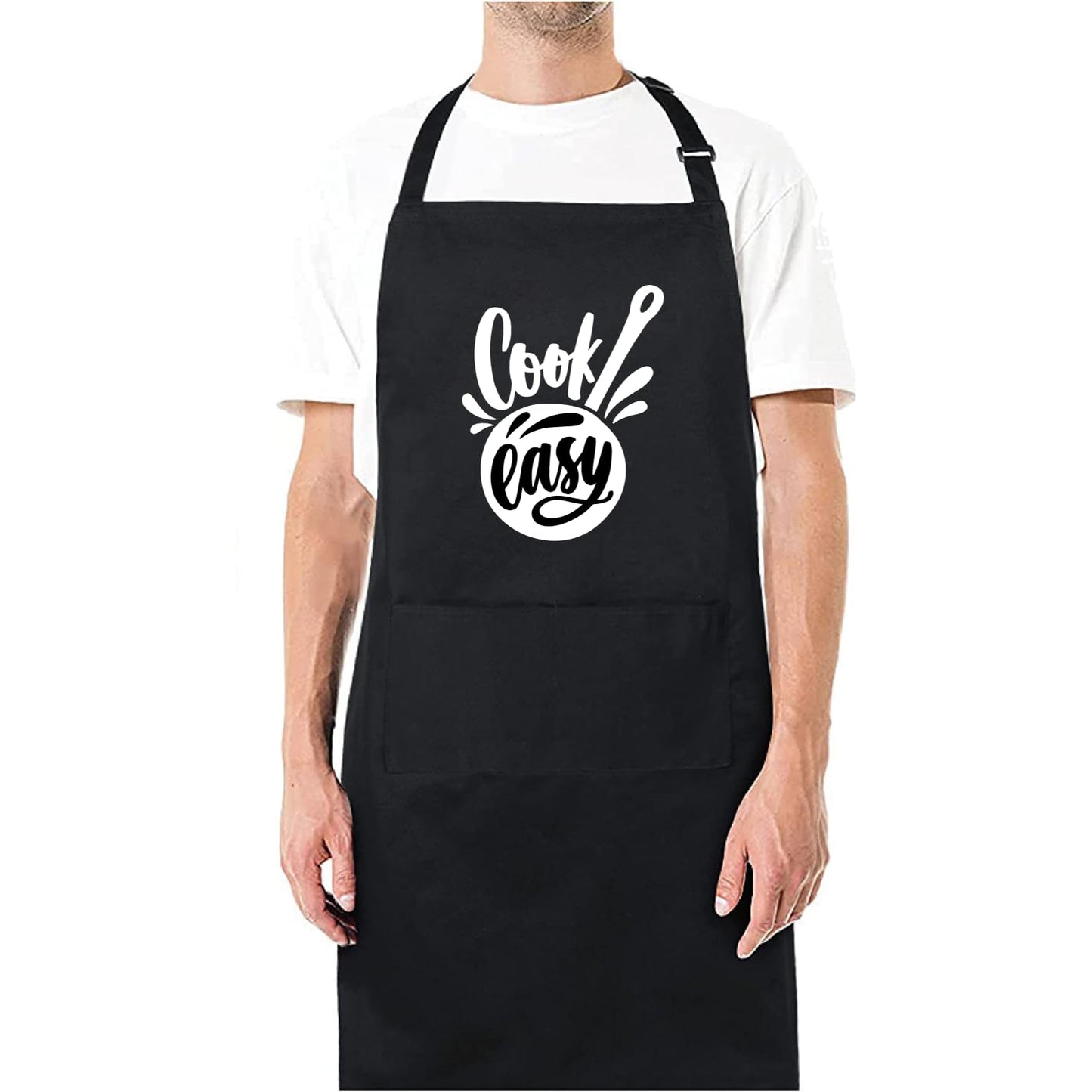Cook Easy Funny Aprons for men Printed Apron Gift for Her Chef Apron Kitchen Apron BBQ Apron Gift Baking Apron Father Day Gift