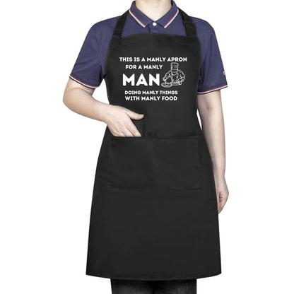 This is A Manly Apron for A Manly Man Funny Birthday Gifts for Dad Husband, Father in Law, Step Dad, Best Dad, Daddy - Dad Aprons for Cooking Lovers| Chef Aprons for Men and Women