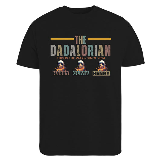 Be Buz The DADALORIAN Shirt Custom Father's Day Shirt with Kid Names Personalized Dad T-Shirt Funny Gift for Him from Kids Mandalorian-Inspired Dad Tee - Top Tee