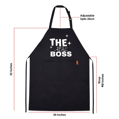 The Real Boss Funny Aprons for men Printed Apron Gift for Her Chef Apron Kitchen Apron BBQ Apron Gift Baking Apron Father Day Gift