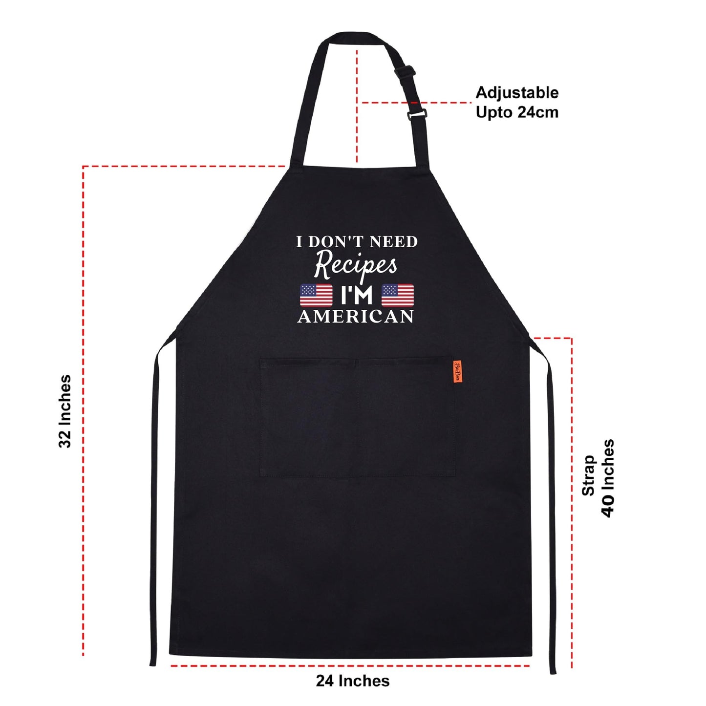 I Don't Need Recipes, I'm American Adjustable Long Apron with two Pockets Chefs Home Cooks Baking Cooking Kitchen Grilling and BBQ Apron gift for him her