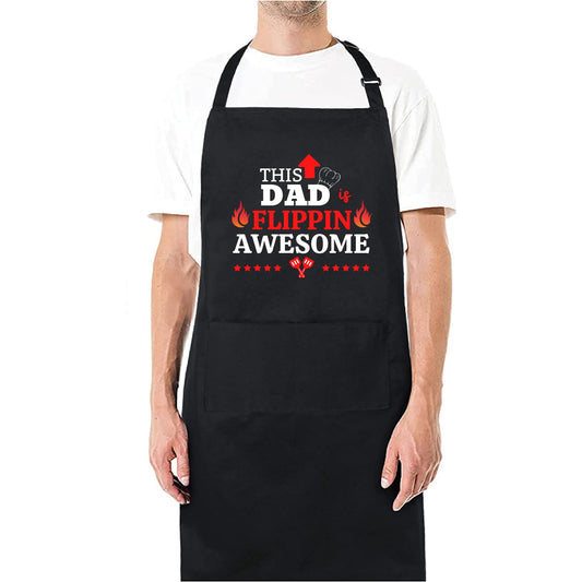 This Dad Is Flippin Awesome Funny Aprons for men Printed Apron Gift for Her Chef Apron Kitchen Apron BBQ Apron Gift Baking Apron Father Day Gift - Top Tee