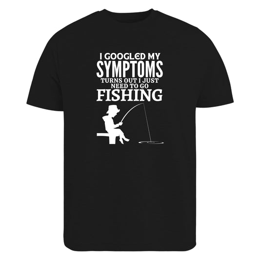 Be Buz Funny Fishing T-Shirt for Men 'I Googled My Symptoms Turns Out I Just Need to Go Shirt' Sarcastic Humor Gift for Fishermen - Top Tee