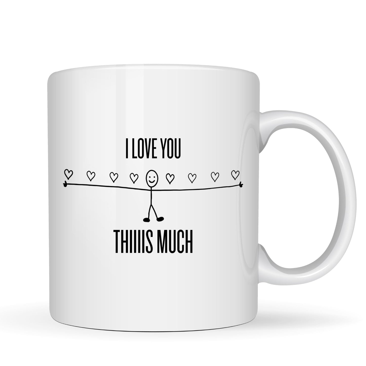 Be Buz I Love You This Much Funny Coffee Mug 11oz White Ceramic Tea Cup Romantic Stick Figure Love Gift for Couples