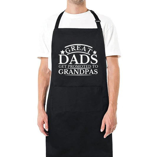 Great Dads Get Promoted to Grandpas Funny Aprons for Mens Dad Aprons Gift for Him Chef Apron Grandpa Apron Kitchen Apron BBQ Apron Grill Apron Father Day Gift Black Apron - Top Tee