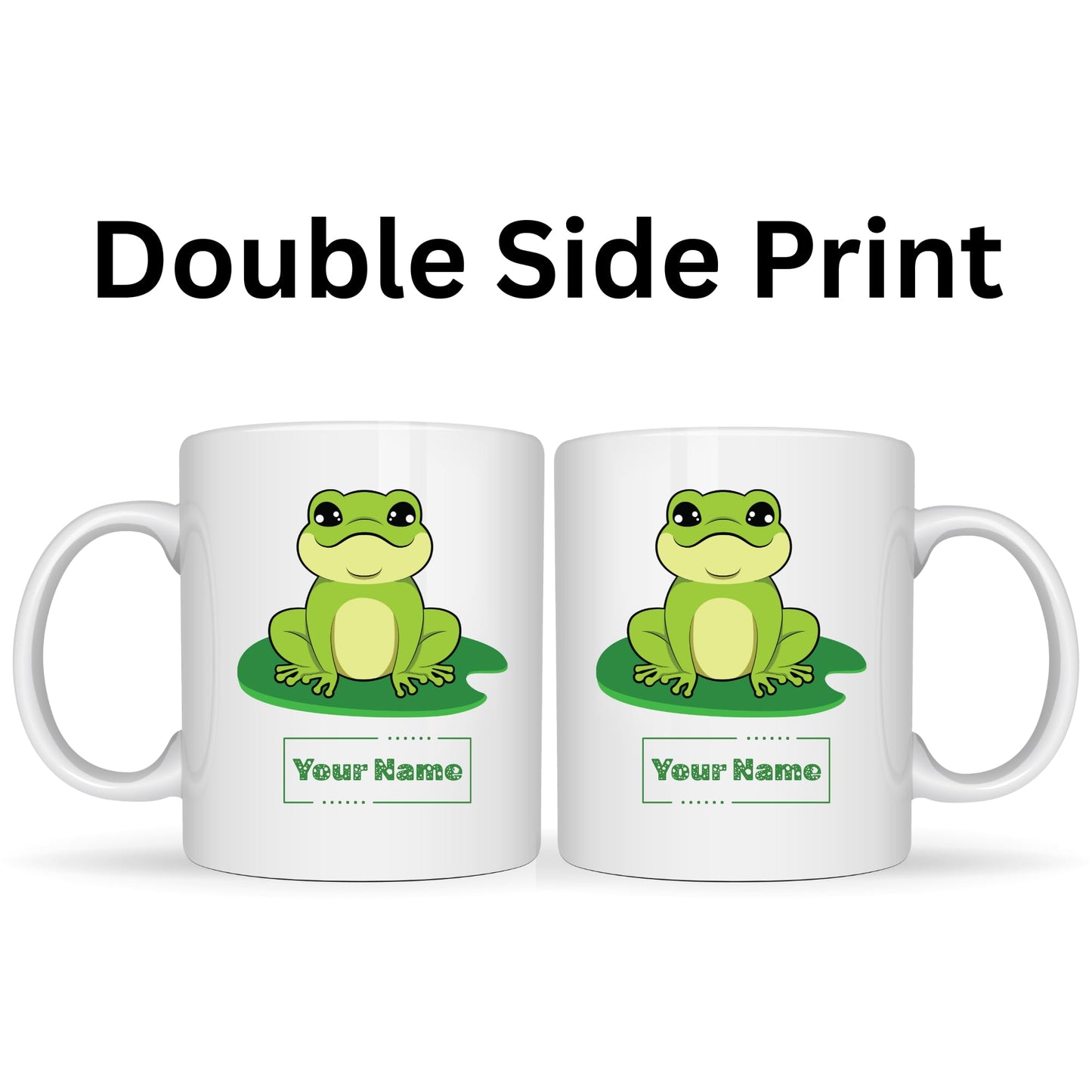 Personalized Frog Mug – Custom Name Ceramic Coffee Cup – Cute Animal Gift for Kids, Nature Lovers and Teachers – 11oz