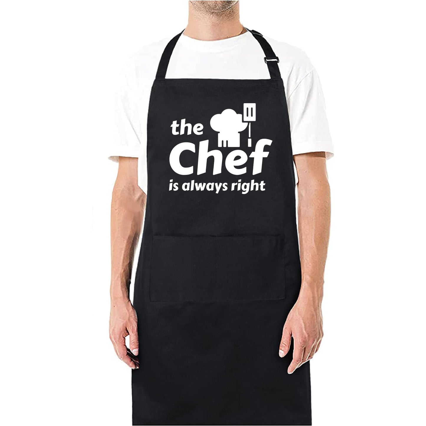 The Chef Is Always Right Funny Aprons for men Printed Apron Gift for Her Chef Apron Kitchen Apron BBQ Apron Gift Baking Apron Father Day Gift