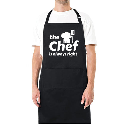 The Chef Is Always Right Funny Aprons for men Printed Apron Gift for Her Chef Apron Kitchen Apron BBQ Apron Gift Baking Apron Father Day Gift