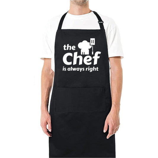 The Chef Is Always Right Funny Aprons for men Printed Apron Gift for Her Chef Apron Kitchen Apron BBQ Apron Gift Baking Apron Father Day Gift - Top Tee