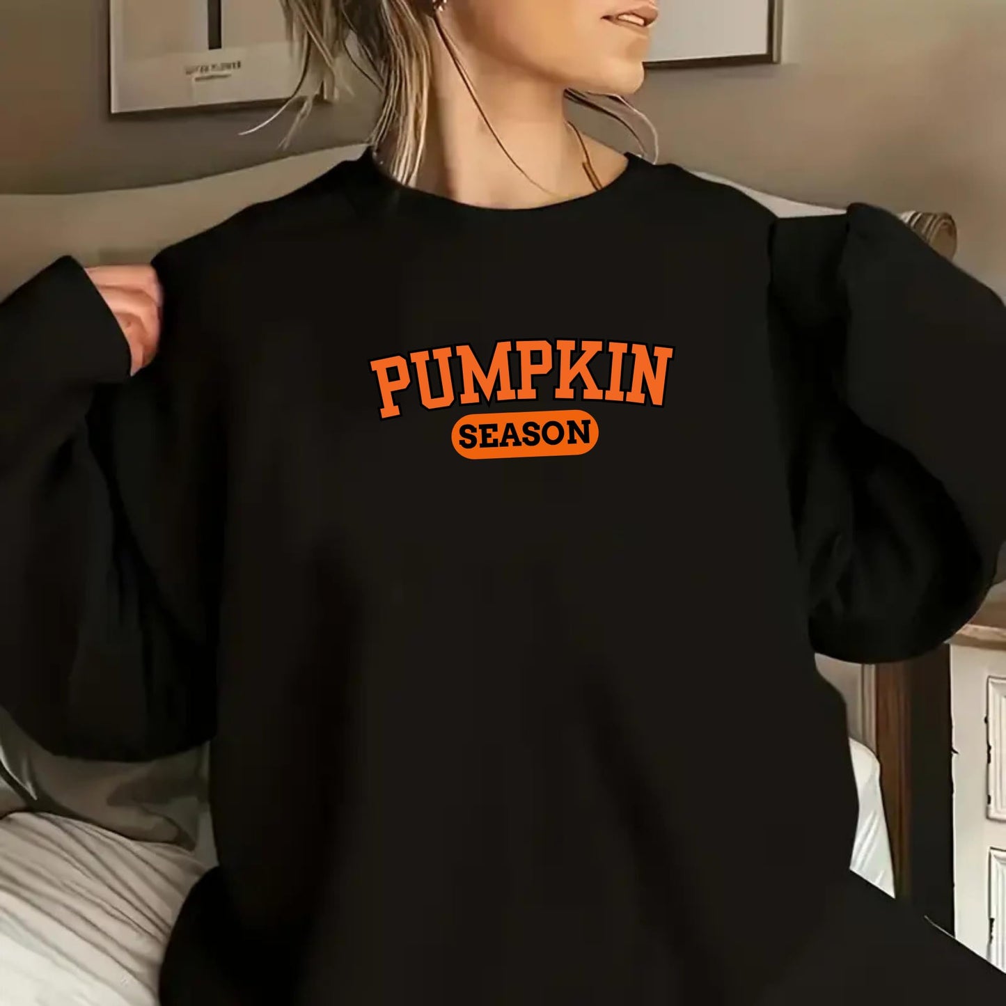Be Buz Pumpkin Season Sweatshirt Crewneck Women and Men Autumn Halloween Pullover Unisex Sweater for Pumpkin Lovers