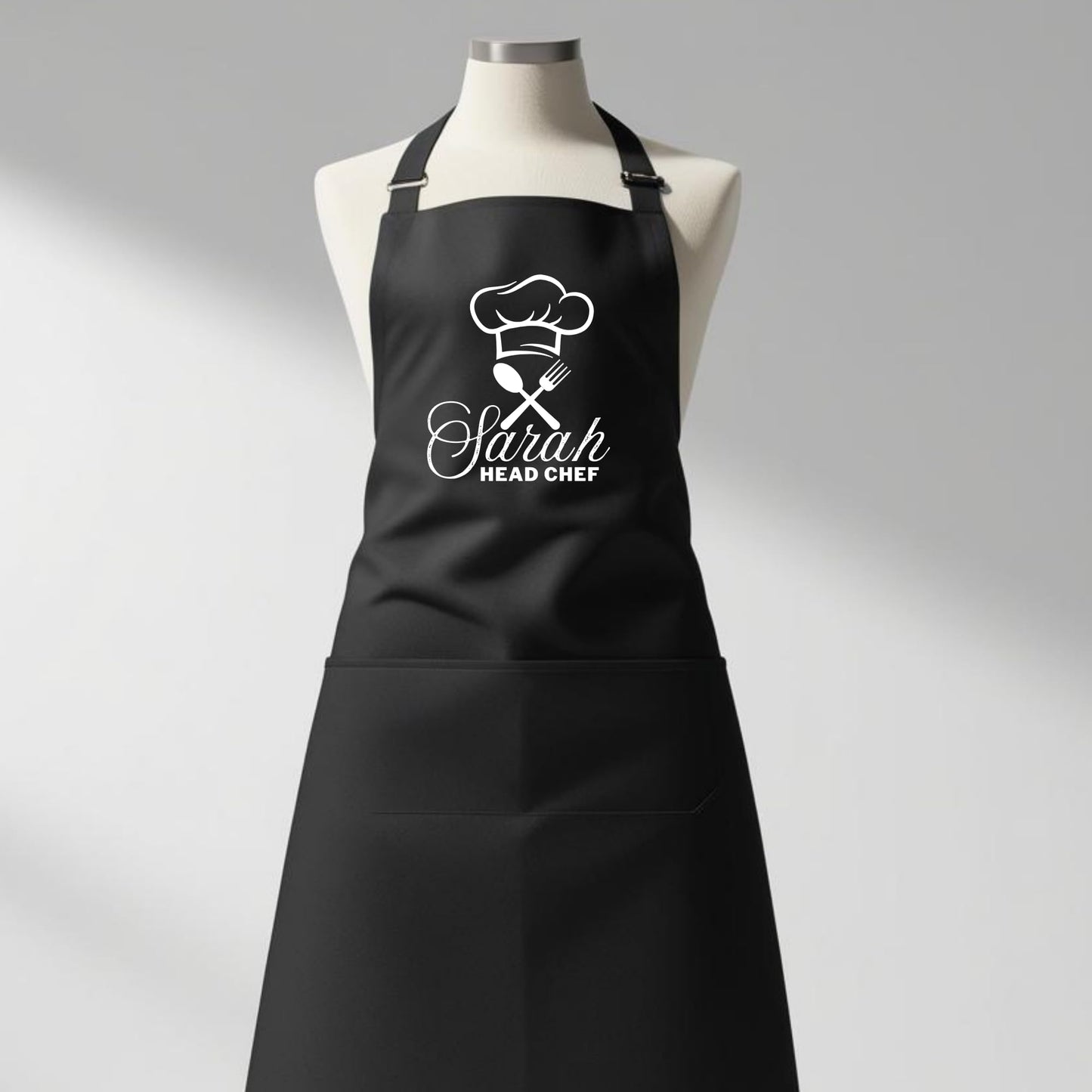 Personalized Head Chef Apron - Custom Kitchen Apron with Adjustable straps Gift for Him Her Aprons for Mens Womens Dad Apron Chef Apron Kitchen Apron BBQ Apron Mother Day Gift Black Apron