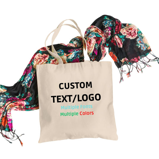 Custom Your Text/Image Logo Multicolour Cotton Tote Bags Reusable Shopping Bag – Personalised Gift Tote