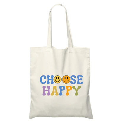Be Buz Choose Happy Tote Bag Inspirational and Stylish Bag for Spreading Positivity Everywhere You Go Reusable Casual Bag for Work Shopping Travel
