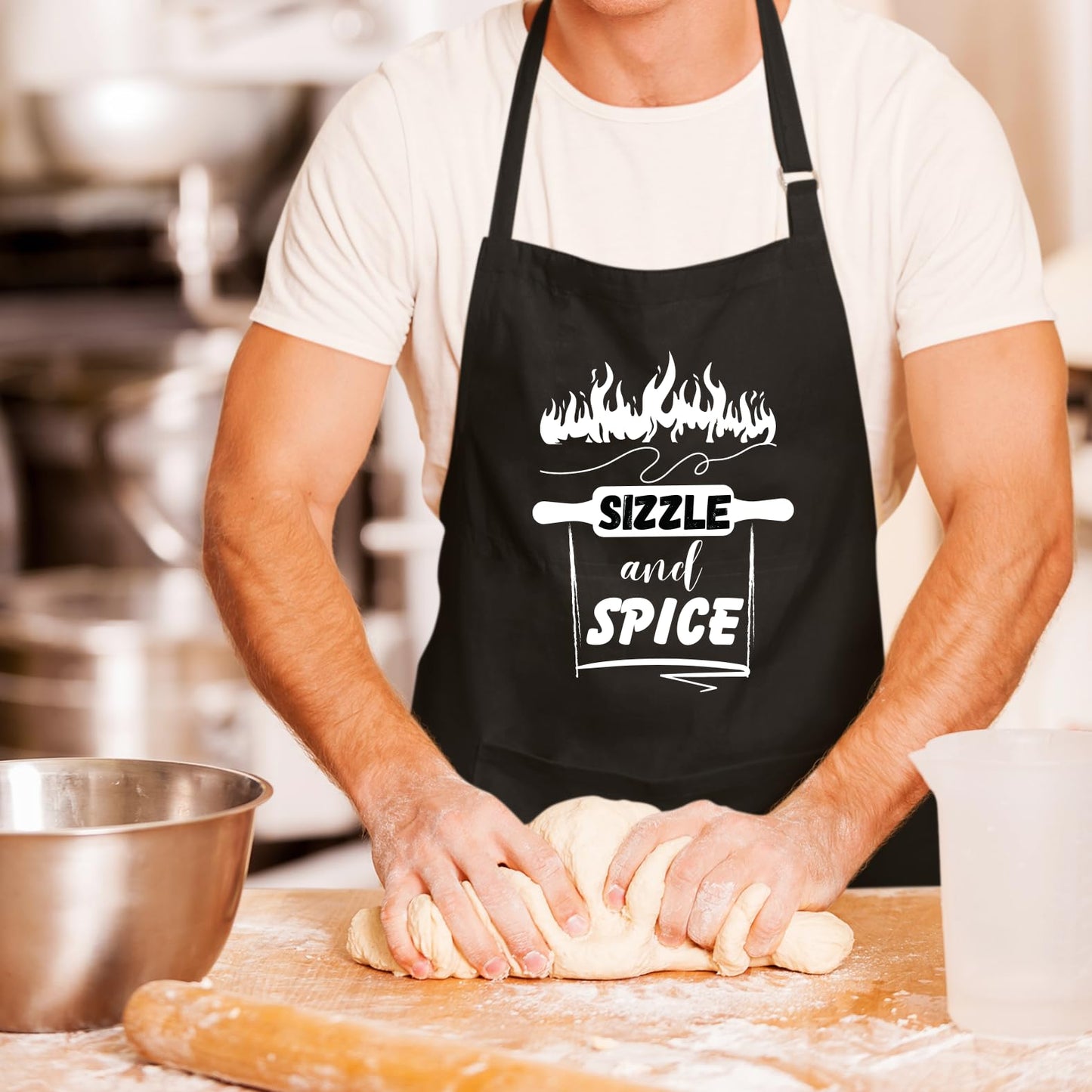Sizzle And Spice Funny Aprons for men Printed Apron Gift for Her Chef Apron Kitchen Apron BBQ Apron Gift Baking Apron Father Day Gift