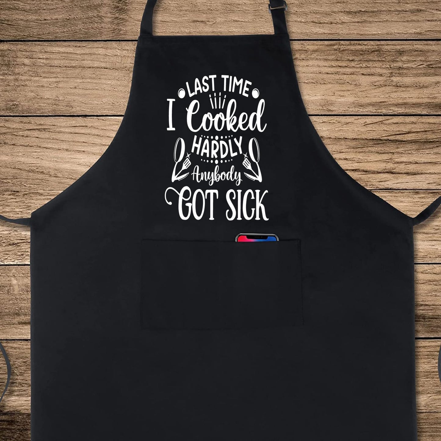 Last Time I Cooked Hardly Anybody Got Sick BBQ Cooking Funny Novelty Apron Birthday Father’s Day Christmas Valentine’s Day Gifts for Dad, Husband
